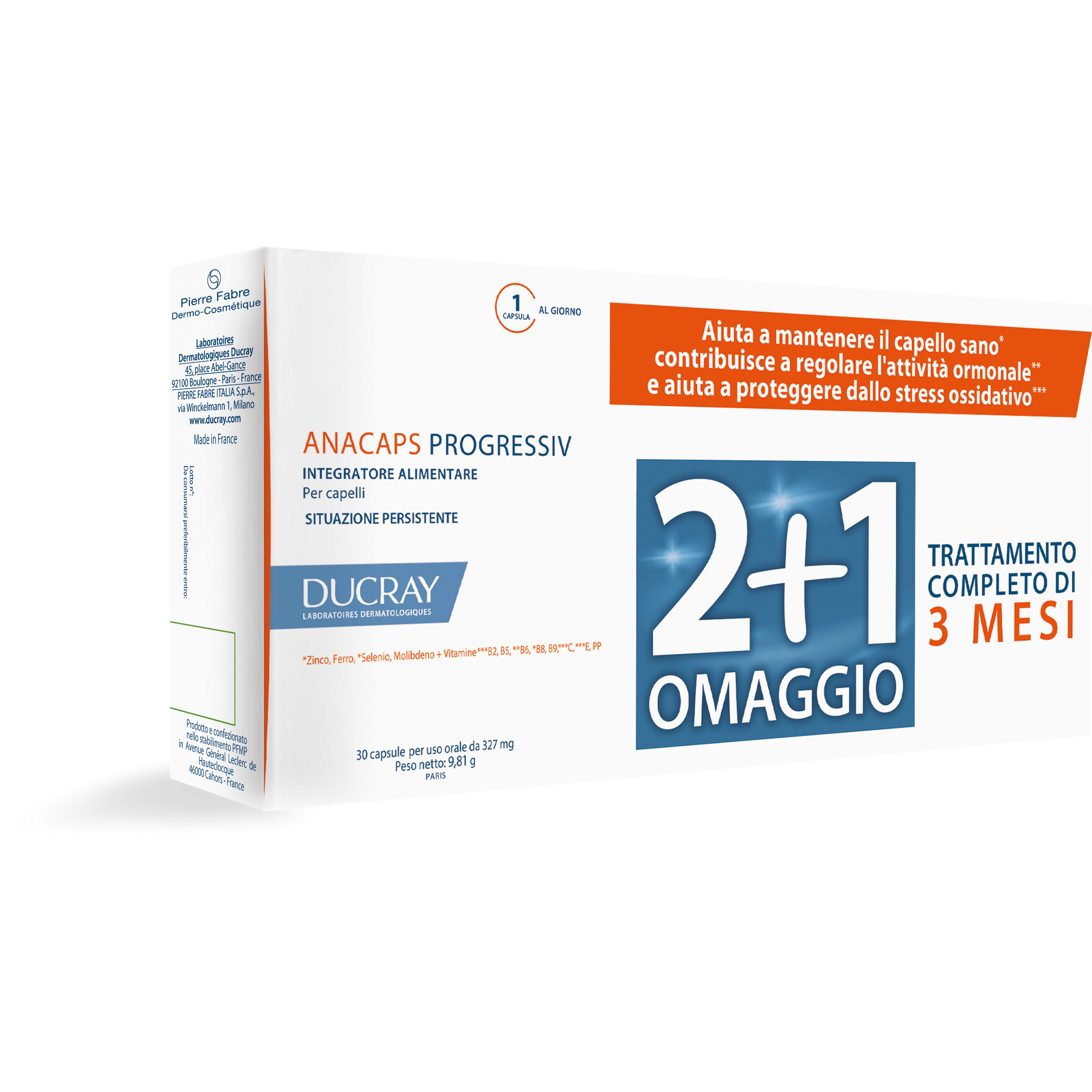 Ducray Anacaps Progressiv - Integratore Anti-Caduta Capelli - 3 x 30 Capsule